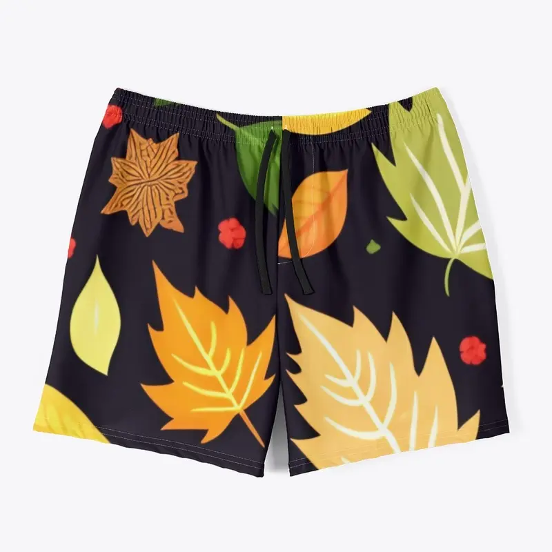 Leaf Print Men's Swim Trunks