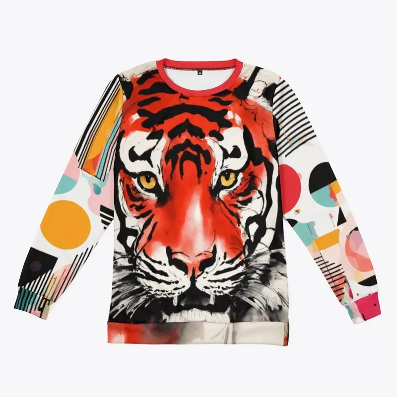 All-Over Print Tiger Crewneck Sweatshirt